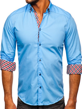 Chemise à manche longue pour homme bleue Bolf 3707