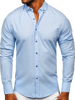 Chemise à manches longues en coton pour homme bleue claire Bolf 20701 