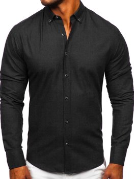 Chemise à manches longues en coton pour homme noire Bolf 20701  