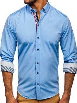 Chemise à manches longues pour homme bleue claire Bolf 8843
