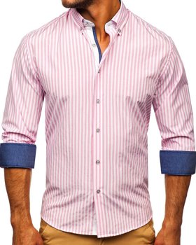 Chemise à manches longues rayée pour homme rose Bolf 20704 