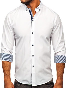 Chemise élégante à manche longue pour homme blanche Bolf 5796-1