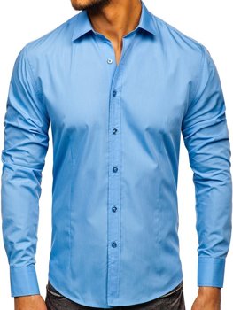 Chemise élégante à manche longue pour homme bleue Bolf 1703