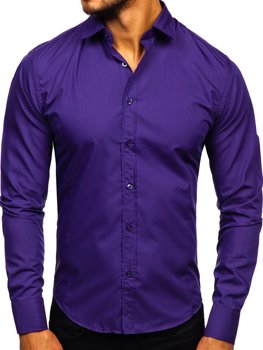 Chemise pour homme élégante à manches longues violette Bolf 1703