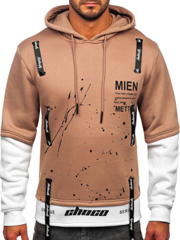 Homme Sweat-shirt imprimé à capuche Beige Bolf LJ0586A