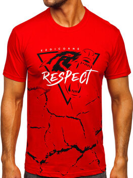Homme T-shirt imprimé en coton Rouge Bolf 5035