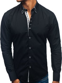 La chemise avec les manches longues pour homme noir Bolf 3762