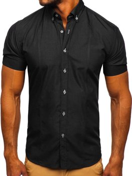 La chemise élégante avec les manches courtes pour homme noire Bolf 5535