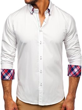 La chemise élégante avec les manches longues pour homme blanche Bolf 2705