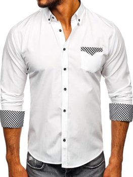 La chemise élégante avec les manches longues pour homme blanche Bolf 4711