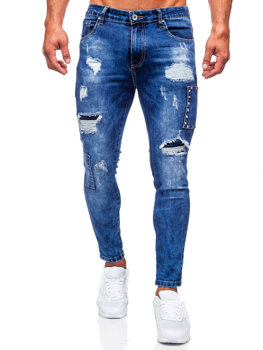 Le pantalon jean slim fit pour homme bleu foncé Bolf TF249
