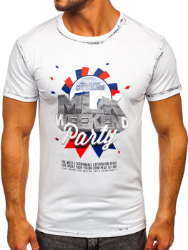 Le t-shirt imprimé pour homme Blanc Bolf s028