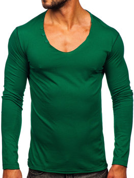 Le t-shirt manches longues sans imprimé pour homme vert Bolf 547
