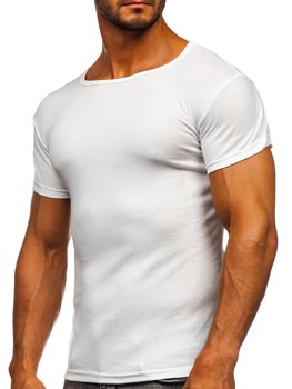 Le t-shirt sans imprimé pour homme blanc Bolf NB003