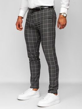 Pantalon chino en tissu à carreaux pour homme graphite Bolf 0044
