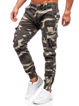 Pantalon de jogging cargo en jean camo pour homme vert Bolf J685