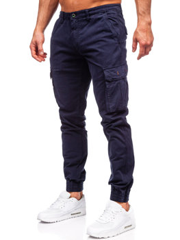 Pantalon de jogging cargo en jean pour homme bleu foncé Bolf ZK7813