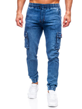 Pantalon de jogging en jean cargo pour homme bleu Bolf HY1022