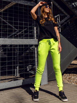 Pantalon de sport pour femme vert-néon Bolf CK-01B