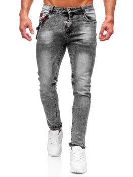 Pantalon en jean regular fit pour homme noir Bolf HY1053