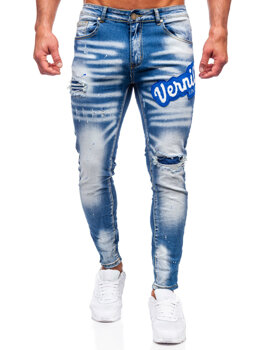 Pantalon en jean slim fit pour homme bleu foncé Bolf BC1068