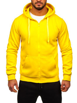 Survêtement avec un sweat-shirt à capuche zippé pour homme jaune Bolf D004