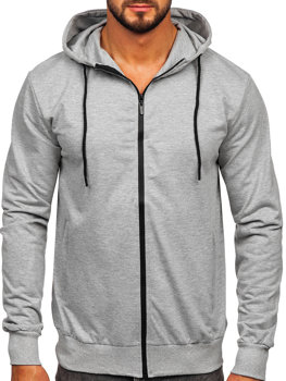 Sweat-shirt à capuche avec fermeture pour homme gris Bolf B257