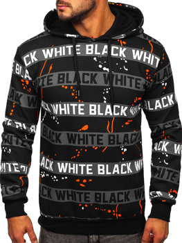 Sweat-shirt imprimé à capuche pour homme noir-orange Bolf 141034