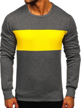 Sweat-shirt pour homme sans capuche graphite-jaune Bolf 2021