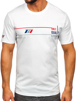 Tee-shirt en coton imprimé pour homme blanc Bolf 14772
