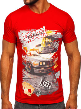 Tee-shirt en coton imprimé pour homme rouge Bolf 143004