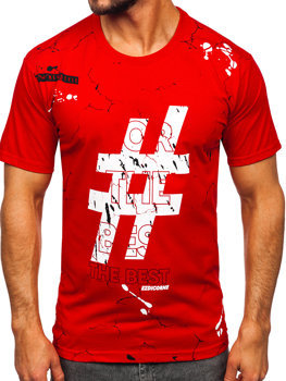 Tee-shirt en coton imprimé pour homme rouge Bolf 14728