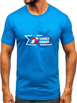 Tee-shirt en coton pour homme bleu clair Bolf 14736