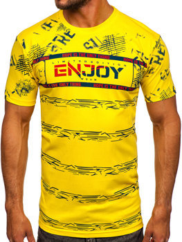 Tee-shirt en coton pour homme jaune Bolf 14471
