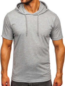 Tee-shirt en coton sans imprimé à capuche pour homme gris Bolf 14513