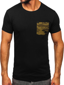 Tee-shirt imprimé avec petite poche camo pour homme noir-vert Bolf 8T85