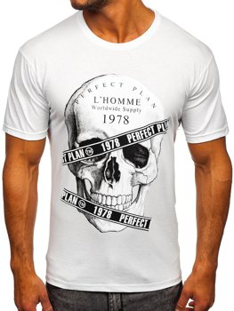 Tee-shirt imprimé pour homme blanc Bolf 142176