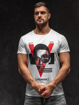 Tee-shirt imprimé pour homme blanc Bolf KS2552