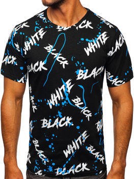 Tee-shirt imprimé pour homme noir-bleu Bolf 14939