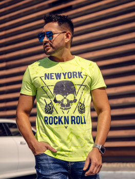 Tee-shirt imprimé pour homme vert-néon Bolf Y70030A