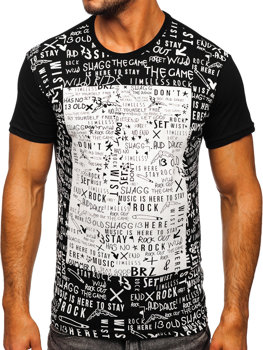 Tee-shirt noir avec imprimé pour homme Bolf 1173