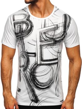 Tee-shirt pour homme blanc avec imprimé Bolf KS2525T