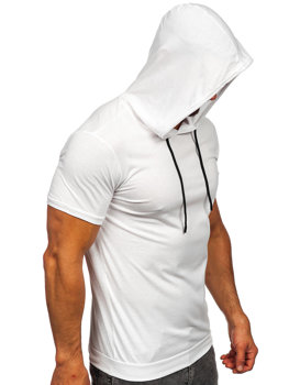 Tee-shirt uni à capuche pour homme blanc Bolf 8T955