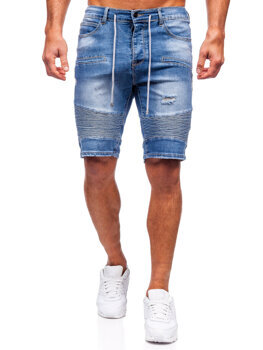 Mode Shorts en jean Pantalons courts one love denim Short en jean bleu style d\u00e9contract\u00e9 