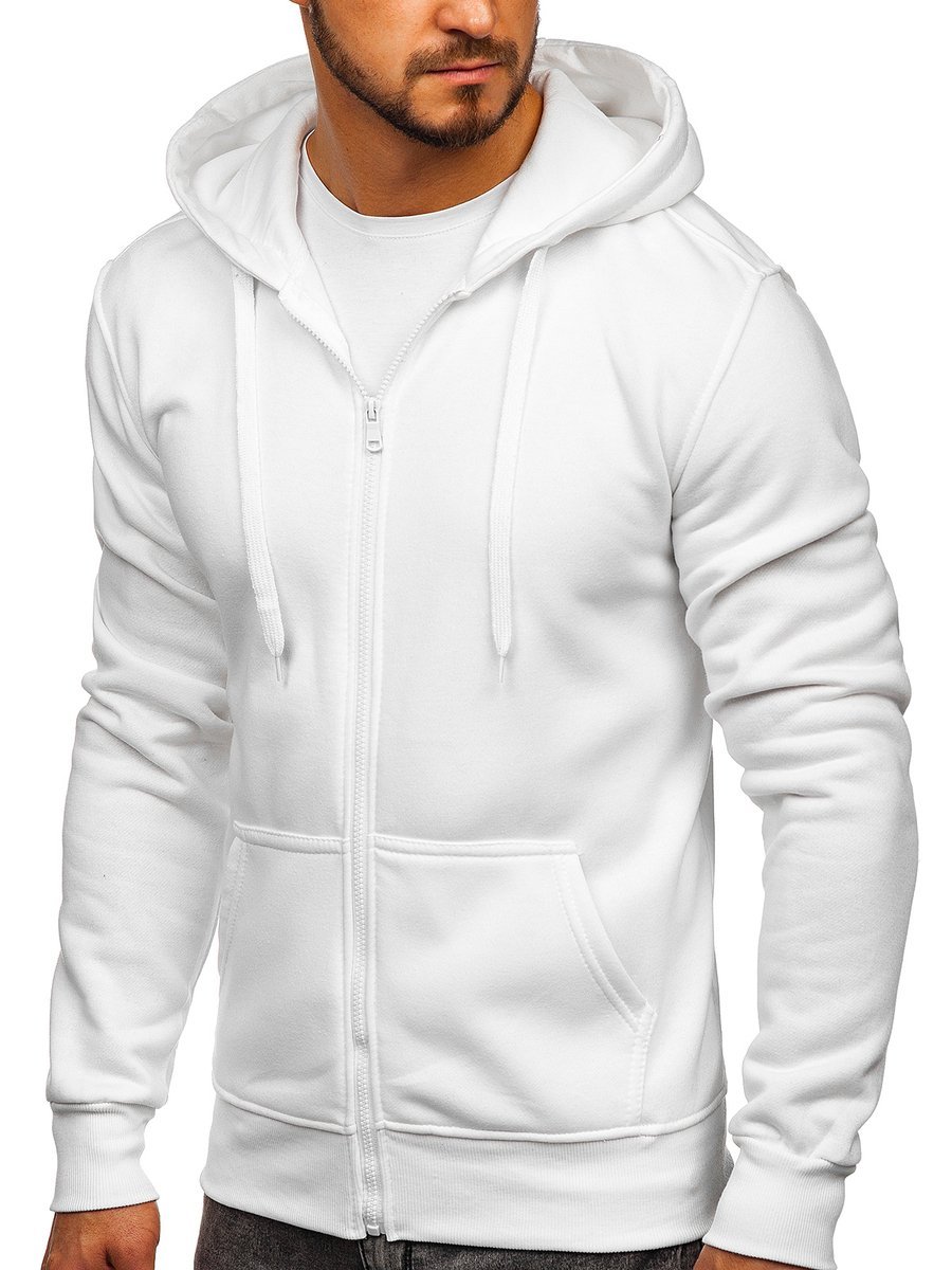 Sweat-shirt pour homme à capuche zippé blanc Bolf 2008