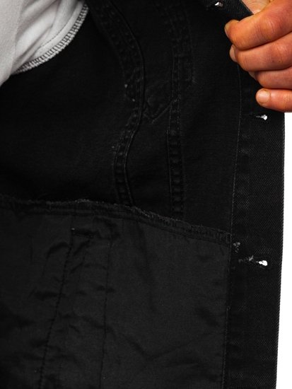 Blouson en jean pour homme noir à capuche Bolf 211902 