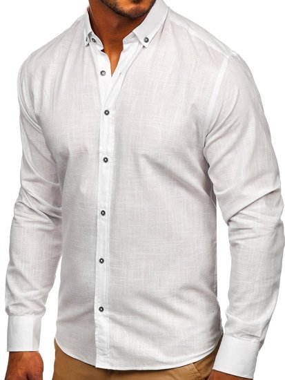 Chemise à manches longues en coton pour homme blanche Bolf 20701  