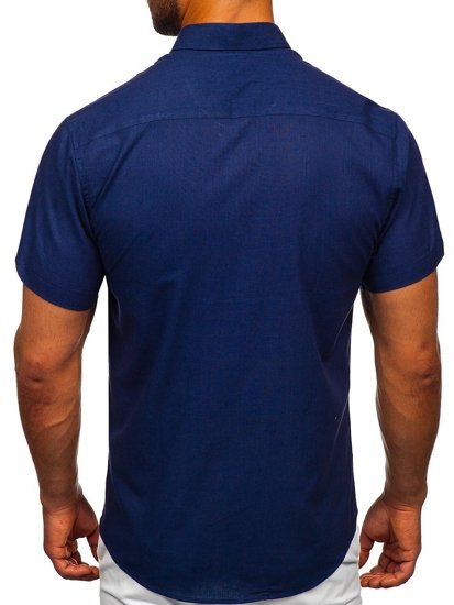 Chemise bleue foncée pour homme à manches courtes Bolf 20501   