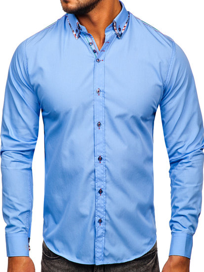 Chemise élégante à manche longue pour homme bleue claire Bolf 3701