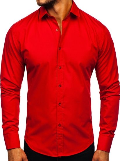 Chemise élégante à manche longue pour homme rouge Bolf 1703